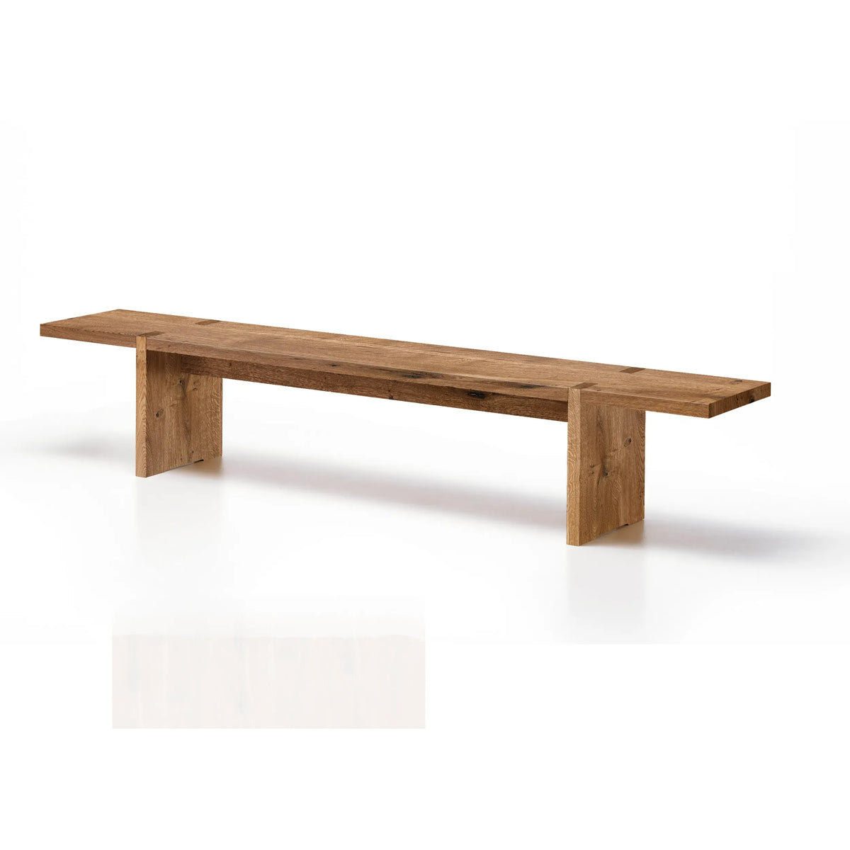 Holzmanufaktur ZEN/10 Holzbank massiv Wildeiche gebürstet / 180 x 40 x 45 cm