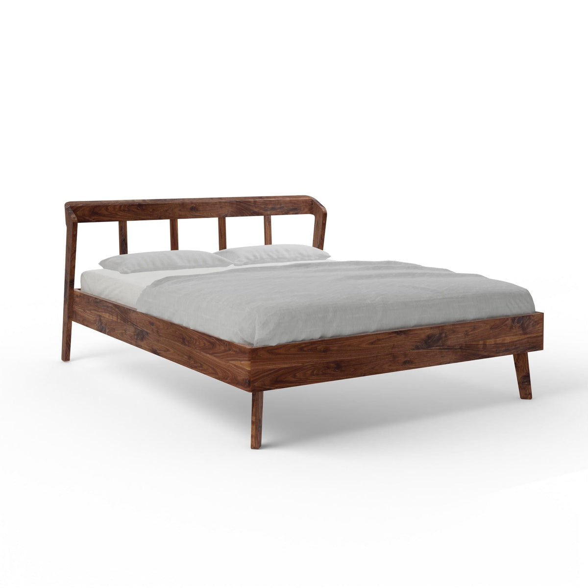 Holzmanufaktur AINO Massivholzbett light Wildnuss / 90
