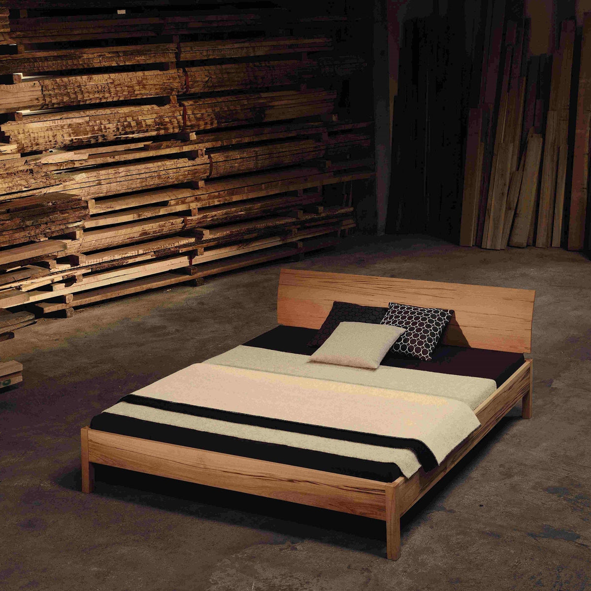 Holzmanufaktur BASIC Bett Kernbuche massiv, 100 x 200 cm (Lagerware) Kernbuche