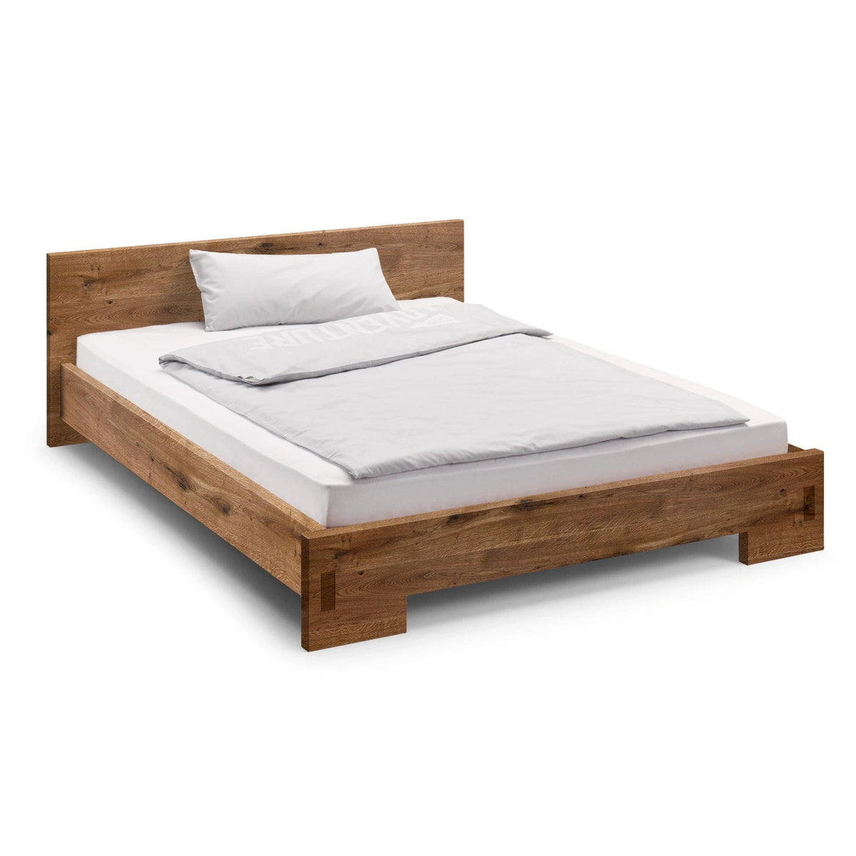 Bett Massivholz 140x200 cm, Wildeiche Massivholzbett